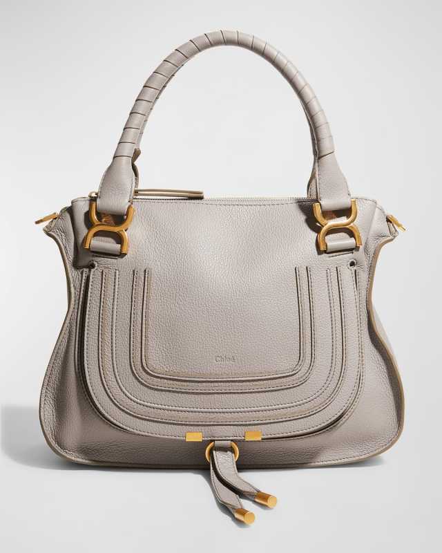 Marcie Medium Double Carry Satchel Bag in Grained Leather
